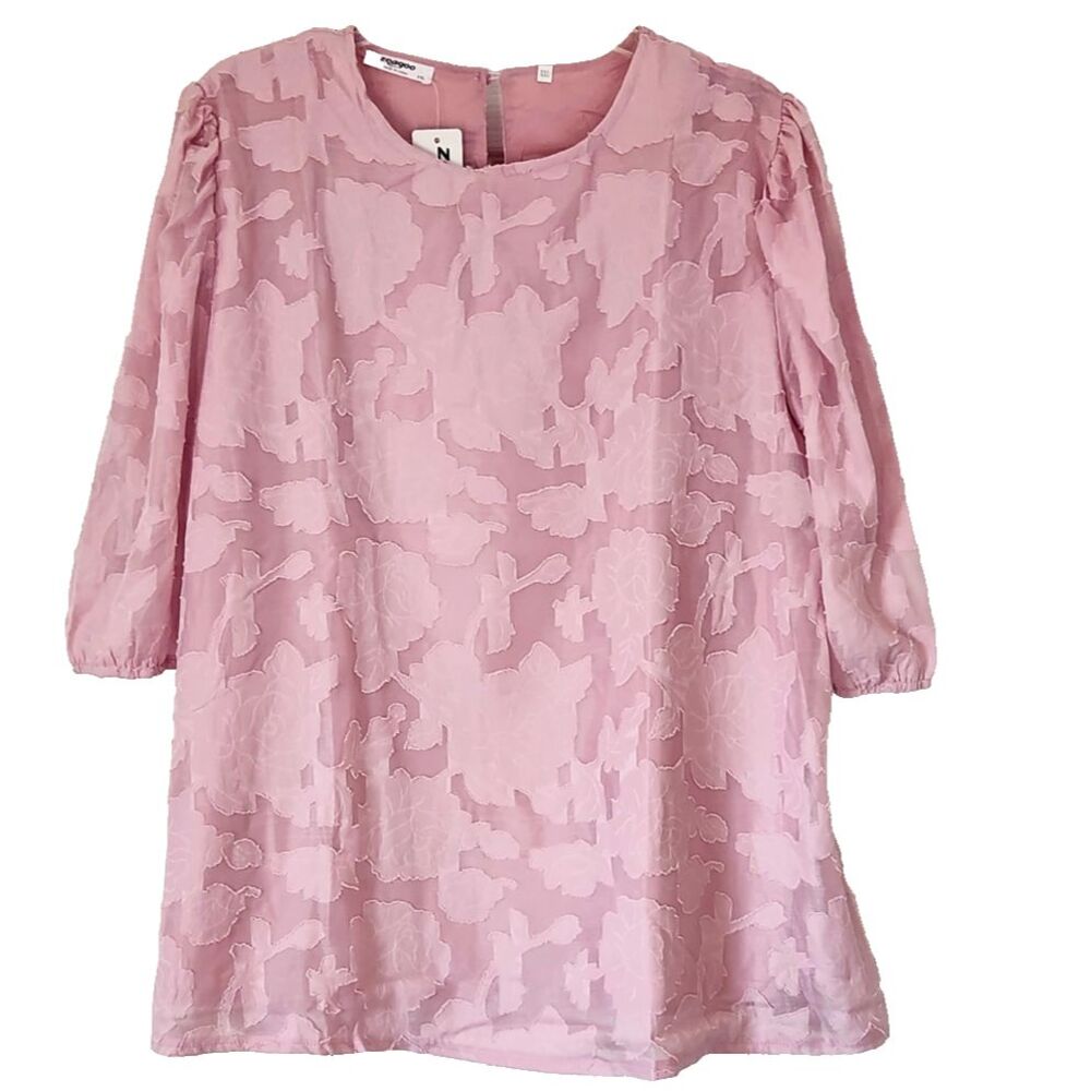 Zeagoo Womens Shirt Scoop Neck 3/4 Sleeve Lined Blouse‎ Pink Size XXL NEW